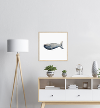Load image into Gallery viewer, Whale Portrait, Nautical Nursery (Matte Paper, Wood Frame)
