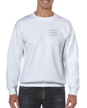 Load image into Gallery viewer, 'Mama, Mama, Mama' (White w/ Blue writing, Classic Unisex Crewneck Sweatshirt)