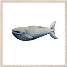 Load image into Gallery viewer, Whale Portrait, Nautical Nursery (Matte Paper, Wood Frame)
