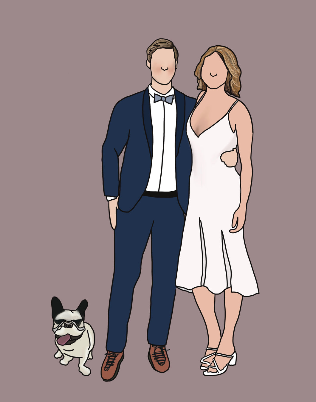 Custom Couple Portrait for Bridal Shower, Engagement Wedding Gift